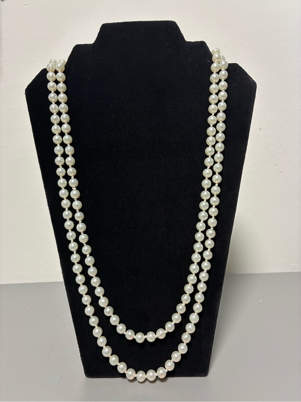 Classic White Pearl Long Strand Necklace